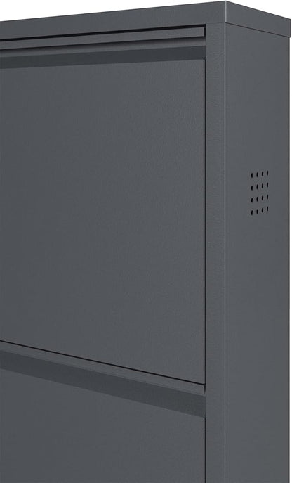 CEHA 5 Tier Metal Shoe Cabinet with Cover, Durable Shoe Storage Organizer for Entryway, Space Saving Shoe Shelf Closet with Side Ventilation Holes, 5.91" x 66.5" x 19.68", Anthracite