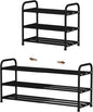 3-Tier Expandable Shoe Rack, 9.4" Ultra-Slim Metal Shoe Shelf for Entryway & Closet, 17.3"-31.5" Adjustable Length, Narrow Space-Saving Shoe Organizer for Dorm, Apartment
