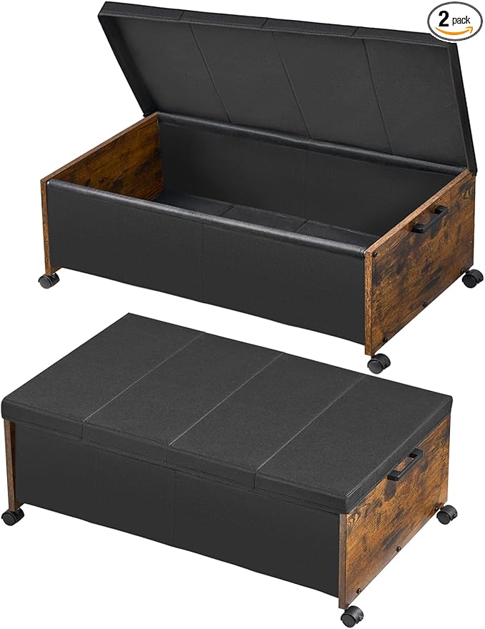 FOUCSSOMEI Under Bed Drawers on Wheels, XXXXL Size, UnderBed Storage with Wheels, Wooden Under Bed Storage, Heavy Duty, Patented Design