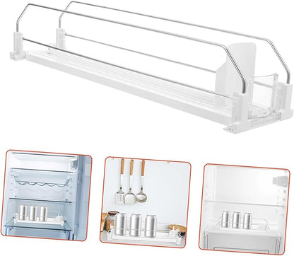 Beverage Organizer for Refrigerator Rolling Can Dispenser Touchless Function Space-Saving Soda Can Holder for Home and Commercial Use