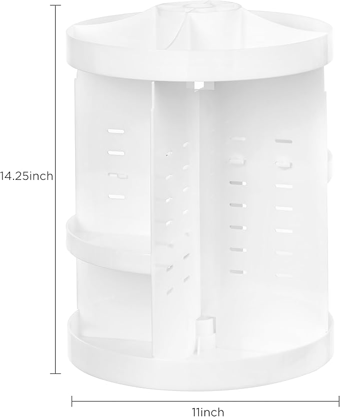 HBlife Extra Large 360 Rotating Makeup Organizer Adjustable Carousel Large Capacity Revolving Perfume Organizer Skincare Organizers Cosmetic Storage Spinning Holder for Vanity, White