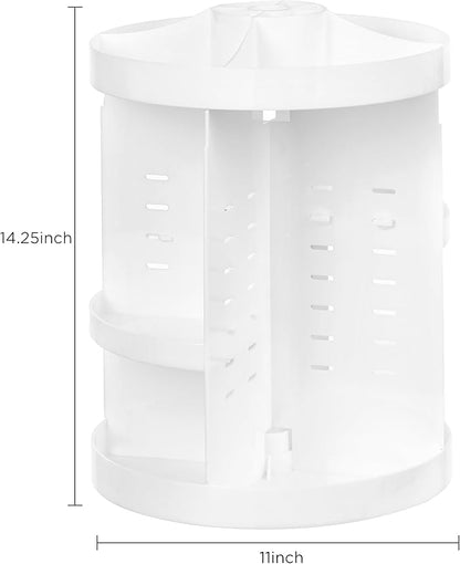 HBlife Extra Large 360 Rotating Makeup Organizer Adjustable Carousel Large Capacity Revolving Perfume Organizer Skincare Organizers Cosmetic Storage Spinning Holder for Vanity, White