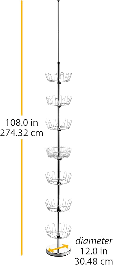 Whitmor 6 Tier Floor-To-Ceiling Shoe Spinner - Adjustable with Basket