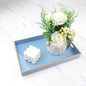 Spsyrine Blue Bathroom Vanity Tray with Handles for Dresser Tops, Countertop, Perfume Decorative Tray, 11.8” * 7.87” *1.37”