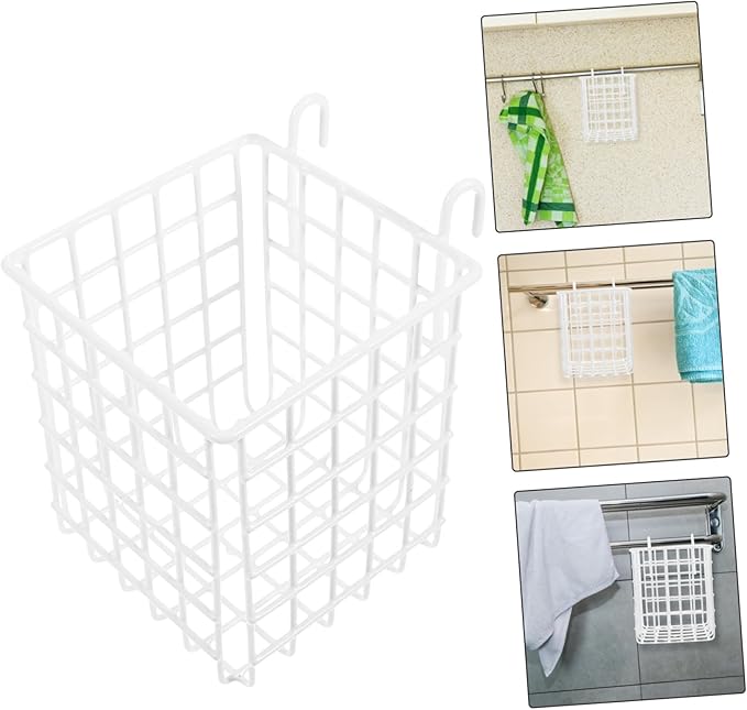 Wire Hanging Basket Storage Rack Hooks Iron Kitchen Organizer Cabinet and Door for Bathroom and Pantry Detachable Design for Easy Access and Use