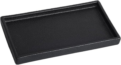 Bathroom Vanity Tray - 11'' Ceramic Rough-Textured Rectangle Countertop Tray, Heavy-Duty Perfume Organizer Plate, Jewelry Ring Tray, Kitchen Soap Dispenser Stone Trays, Black