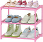 HITHIM 3-Tier Pink Shoe Racks for Women/Girls/Kids' Closet, Small Shoe Storage for 5-7 Pairs, Lightweight Stackable Shoe Shelf Organizer for Entryway, Front Door Entrance, Bedroom