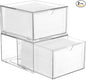 Rainmae 2 Pack Disposable Face Towel Holder, Face Towel Storage Box, Stackable Clear Makeup Organizer with Drawer for Clean Skin Club Face XL Towels Holder for Vanity Bathroom and Makeup Organization