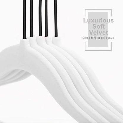 MIZGI Baby Velvet Hangers,Non-Slip Kids & Toddler Hangers,11.8 Inch Hangers for Baby Clothes,Pack of 50(White/Black)