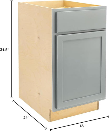 Quicklock RTA (Ready-to-Assemble) | Base Kitchen Cabinets - Shaker Style | Made in America (Magnetic Gray, 18" Wx34.5 Hx24 D Base)