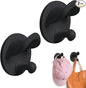 Hat Racks Adhesive Wall Hooks for Coat, Towel, Backpack, Bag, Jacket, Keys - Wide Brim Hat Organizer Hook for Bathroom,Entryway, Closet, Kitchen, Door, Dorm(2 Pack Black)