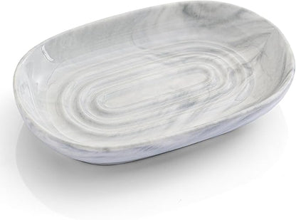 AIMAIAIMAI Ceramic Soap Dish, Marble Pattern Bar Soap Holder - Elegant Hostess Gift, Housewarming Gift for New Home, Decorative Soap Tray for Bathroom, Kitchen (Gray Texture)