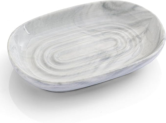 AIMAIAIMAI Ceramic Soap Dish, Marble Pattern Bar Soap Holder - Elegant Hostess Gift, Housewarming Gift for New Home, Decorative Soap Tray for Bathroom, Kitchen (Gray Texture)