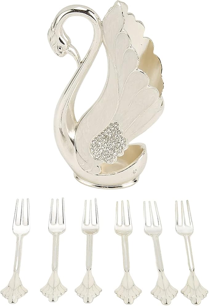 Decorative Swan Flatware Holder Organizer Set for Spoons, Forks, Coffee Stirring, Dessert Cutlery, Kitchen Counter Display