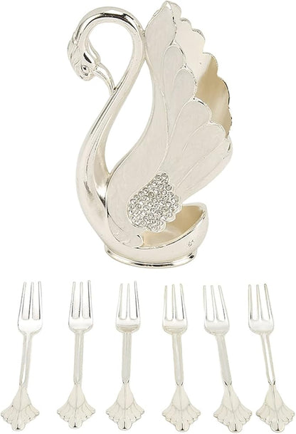 Decorative Swan Flatware Holder Organizer Set for Spoons, Forks, Coffee Stirring, Dessert Cutlery, Kitchen Counter Display