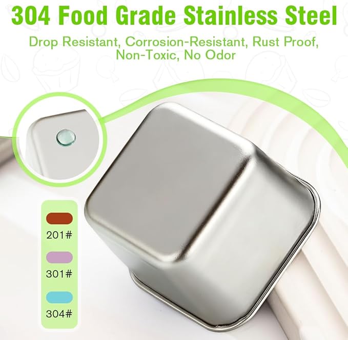 Showvigor 6-Pack Stainless Steel Snack Containers with Lids, 2-Compartment Snackle Box for Adults, 6oz Leakproof Metal Food Storage for Office & Gym, Reusable Portion Control Prep Set