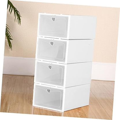 PRETYZOOM 2pcs Heavy Duty Plastic Shoe Box Storage Containers Drawer Type for Entryway under Bed Organizer