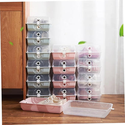 MAGICLULU 2pcs Thicken Transparent Plastic Shoebox Container Stackable Shoe Storage Box for Home Organization for Spaces Sky-blue