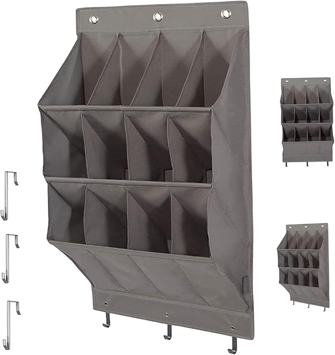 Over Door Shoe Storage with 12 Pockets All-Purpose Wall Mounted Hanging Shoe Storage 600D Oxford Over Door Organizer for Closet and Dorm