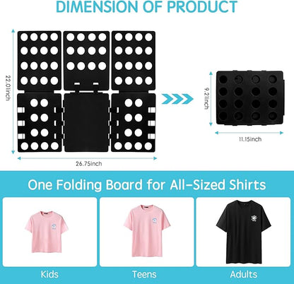 T Shirt Folding Board Laundry Organizer Durable Tool T Shirt Clothes Folder Plastic Easy and Fast Folding Board for Kid Children and Adult to Fold Clothes Black