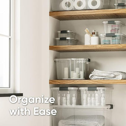Superio Clear Storage Box with Lid, 3.5 Quart Plastic Container Bins for Organizing, Stackable Crates, BPA Free, Non Toxic, Odor Free, Organizers for Home, Office, School, and Dorm, 10 Pack
