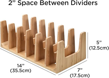 MobileVision Bamboo Pot Lid Holder Organizer for Storage in Cabinets or Kitchen Countertops and Cupboards