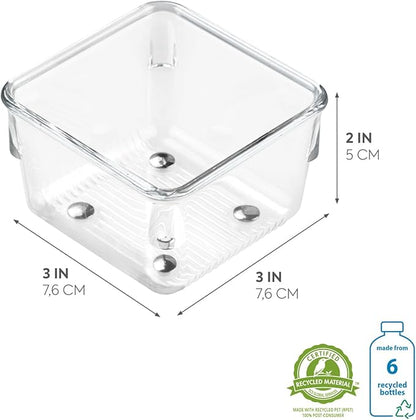 iDesign Linus Kitchen Drawer Organizer for Utensils, Tools, Gadgets - 3" x 3" x 2", Clear