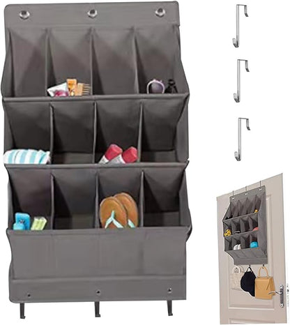 Over Door Shoe Storage with 12 Pockets All-Purpose Wall Mounted Hanging Shoe Storage 600D Oxford Over Door Organizer for Closet and Dorm