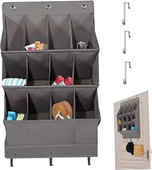 Over Door Shoe Storage with 12 Pockets All-Purpose Wall Mounted Hanging Shoe Storage 600D Oxford Over Door Organizer for Closet and Dorm