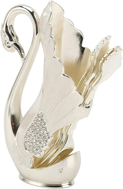 Decorative Swan Flatware Holder Organizer Set for Spoons, Forks, Coffee Stirring, Dessert Cutlery, Kitchen Counter Display