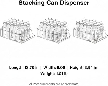 Stacking Can Dispenser, Gravity Fed Beverage Organizer Rack for Refrigerator, Clear PP Plastic Storage for Soda Cans and Bottles