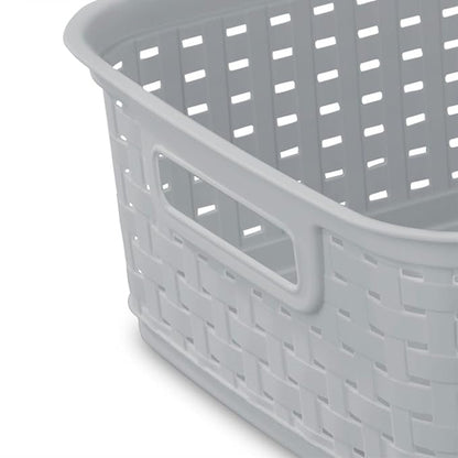 Sterilite Short Plastic Weave Storage Basket, Bin Organization for Countertops, Tabletops, and Shelves for Crafts, Jewelry, Gray, 6-Pack