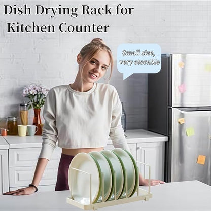 Cutting board organizer Dish rack Pot Lid Organizer for Bakeware, Dish Plate, Cutting Boards, Pots & Pans, Drying Rack Storage Holder Organizer for Kitchen Cabinet/Sink/Kitchen countertops (White)