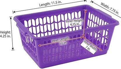 YBM HOME Plastic Perforated Storage Basket Bin Office Drawer, Shelf Desktop Countertop Tray Organizer 32-1188 (12, Purple)