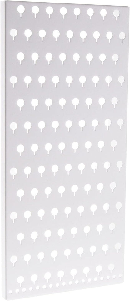 Angelynn's Wall Mounted Earring Holder Organizer Display for Small and Medium Women Post Stud Dangle Pierced Earrings, Hanging Closet Jewelry Storage Rack, Michelle White 9" x19 3/4"