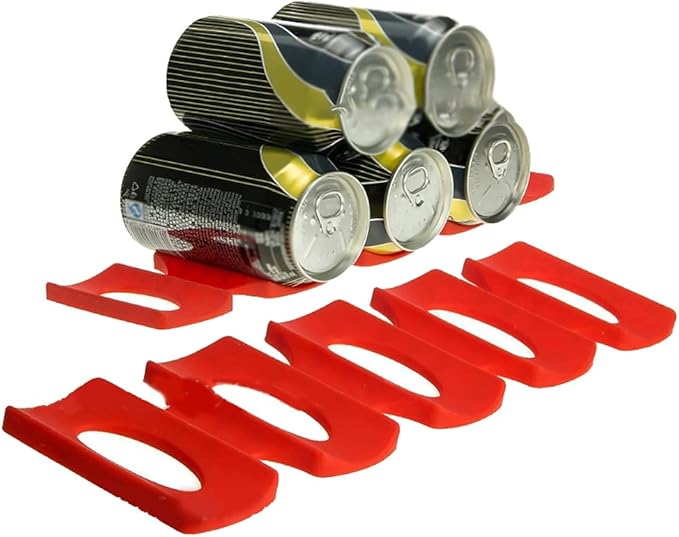 Silicone Fridge Can Storage, Wine Bottle Display Stacking Mat Can Easy Stacker Millk Bottle Holder Water Beer Fridge Can Storage Rack, Red