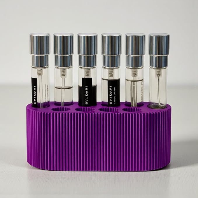 Perfume Sample Organizer for Bathroom or Vanity – Ideal Makeup and Skincare Storage, Desk and Bathroom Counter Organizer, Gift for Her (8mL Purple - Fits Subscription Sized Vials)