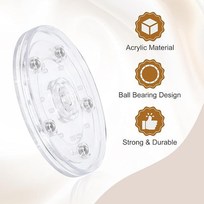uxcell 3Pack Acrylic Lazy Susan Turntable, 4" Spinner Lazy Susan Turntable Organizer, Acrylic Ball Bearing Rotating Tray for Pantry Spice Rack Decorating, Clear
