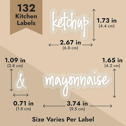 Talented Kitchen Oil Label Stickers for Kitchen Organization - Numbered Expiration Condiment Labels Stickers - White Vinyl 132 Count
