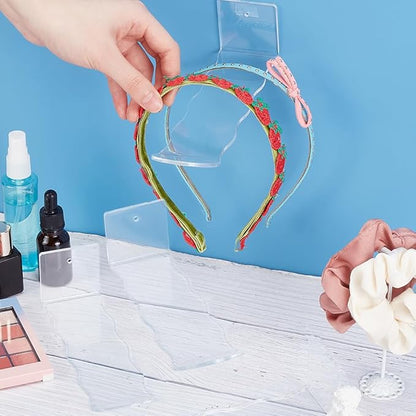 PH PandaHall 4 Pack Acrylic Headband Holder Scrunchie Organizer Headband floating Shelves Wall Mounted Headband Display Stand Rack for Wall, Bathroom, Bedroom, Store, Storage and Decoration