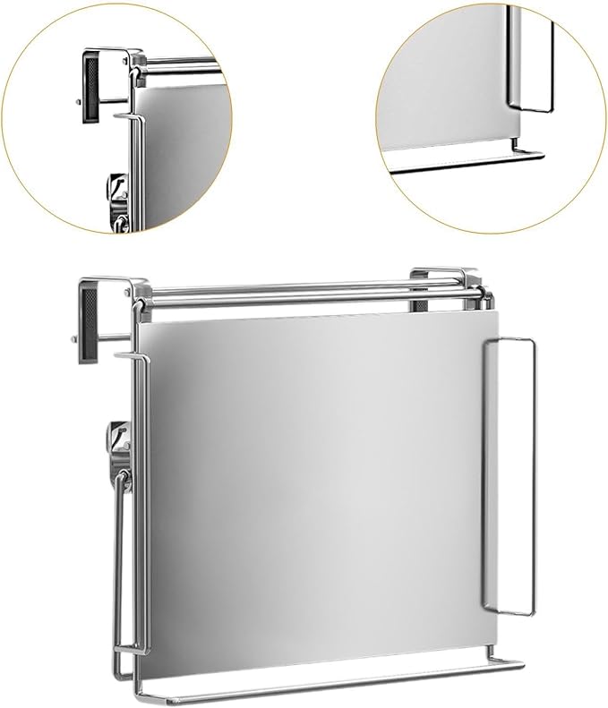 Kitchen Cabinet Door Hook Organizer Adjustable Portable Accessories Space Saving Countertop Organizer Shelf Rack for Balcony, Silver