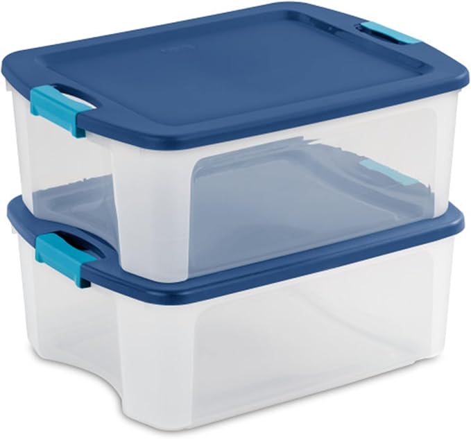 Sterilite 18-Pack Latch and Carry, Clear Plastic Storage Bins with Latching Lids and Full-Grip Handles, 12 Gallon