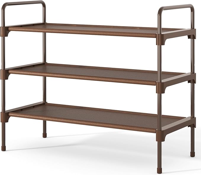 Kitsure Shoe Rack for Closet, Sturdy and Long-Lasting Shoe Shelf, Shoe Rack for Entryway, Personalized DIY Shoe Organizer, Shoe Rack Organizer for Space-Saving, 27.6" x 11.8" x 22.6", Brown