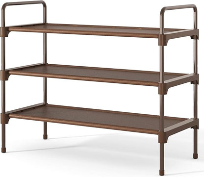 Kitsure Shoe Rack for Closet, Sturdy and Long-Lasting Shoe Shelf, Shoe Rack for Entryway, Personalized DIY Shoe Organizer, Shoe Rack Organizer for Space-Saving, 27.6" x 11.8" x 22.6", Brown