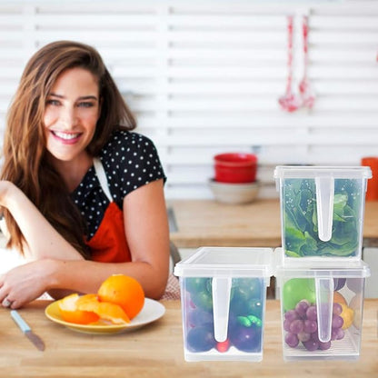 SILIVO Lettuce Keeper for Fridge(3 Pack)- 4.5L Vegetable Storage Containers for Refrigerator with Drain Tray Keep Fresh for Veggies and Salad