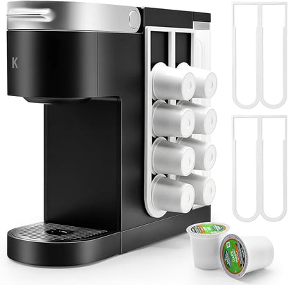 2Pcs White Coffee Pod Holder for Keurig K-Cup, Side Mount Storage Organizer, Wall Mount Design, Space Saving K cup holder, Perfect for Counters Small Space(2 Packs/for 16 K Cups)