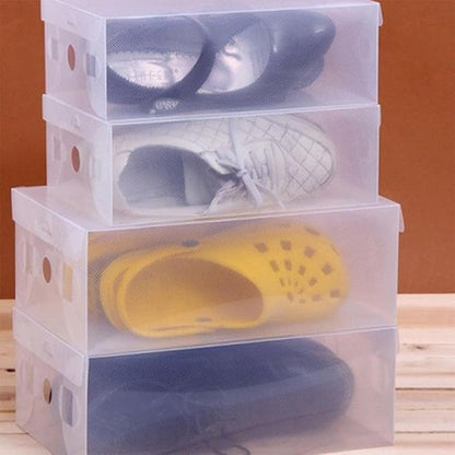 COHEALI 6PCS Transparent Shoe Boxes Plastic Storage Containers with Flip Lid Stackable Organizer for Home and Shop Shoe Storage