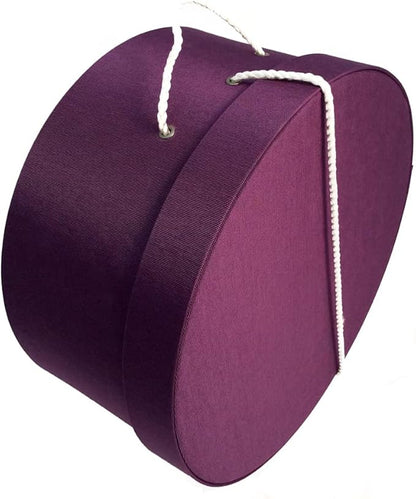 Sarah's Hat Boxes Classic Amethyst Hat Box – 16.75" x 8.5" (Dia. x Ht.) Handmade in USA – Odorless Non-Toxic Adhesive, Cording Handle – Premium Storage for Hats & Accessories