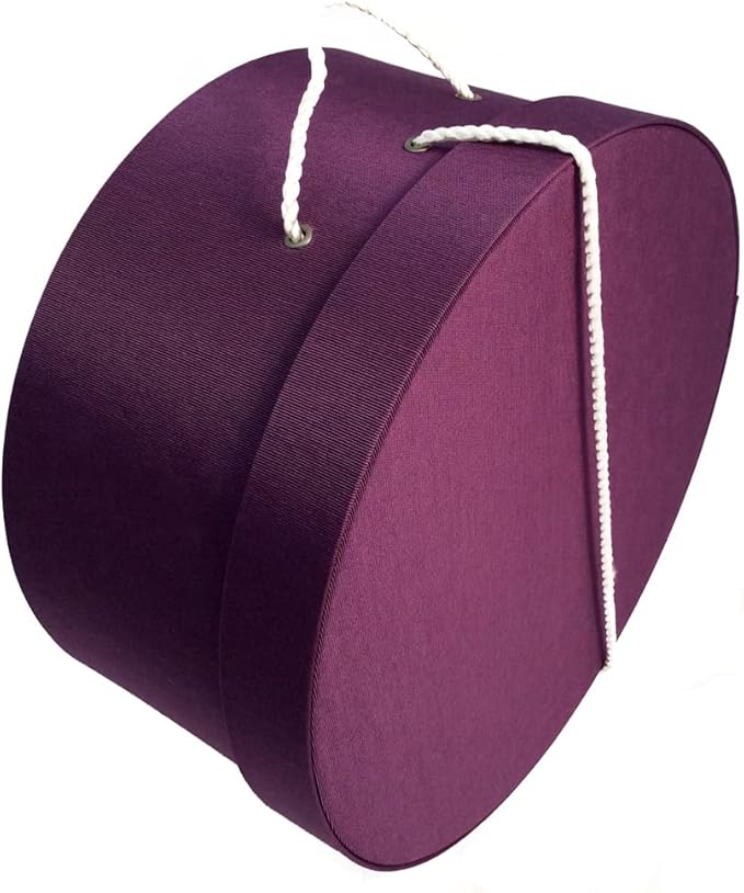 Sarah's Hat Boxes Classic Amethyst Hat Box – 18.5" x 9.5" (Dia. x Ht.) Handmade in USA – Odorless Non-Toxic Adhesive, Cording Handle – Premium Storage for Hats & Accessories