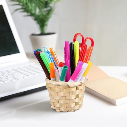 Amosfun Hand Woven Storage Basket Set of 6 Mini Desktop Organizer 3X3X2.36 Inch for Home Office Sundries Storage and Craft Supplies